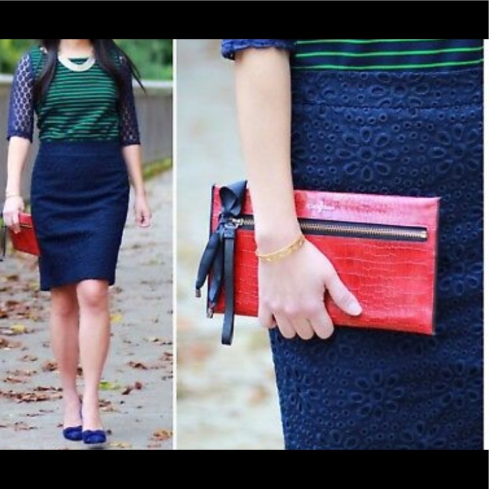J CREW NAVY EYELET SKIRT